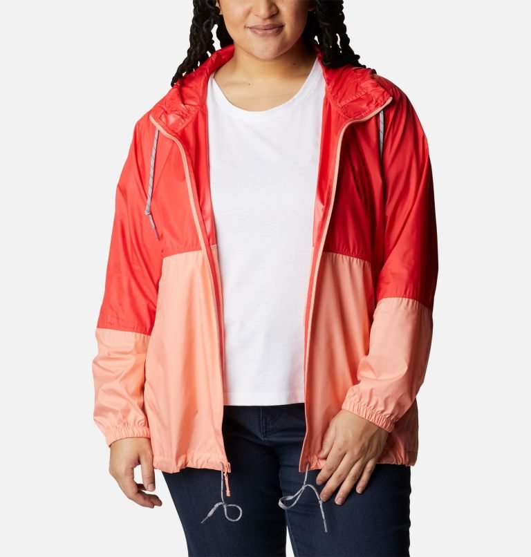 Columbia Flash Forward Windbreaker Jakke Dame Rød Korall | Plus Size 68903T